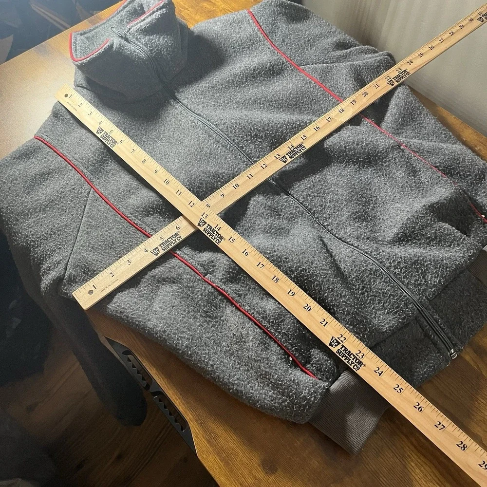 Vintage LL Bean Fleece Gray Bomber Jacket Size Large